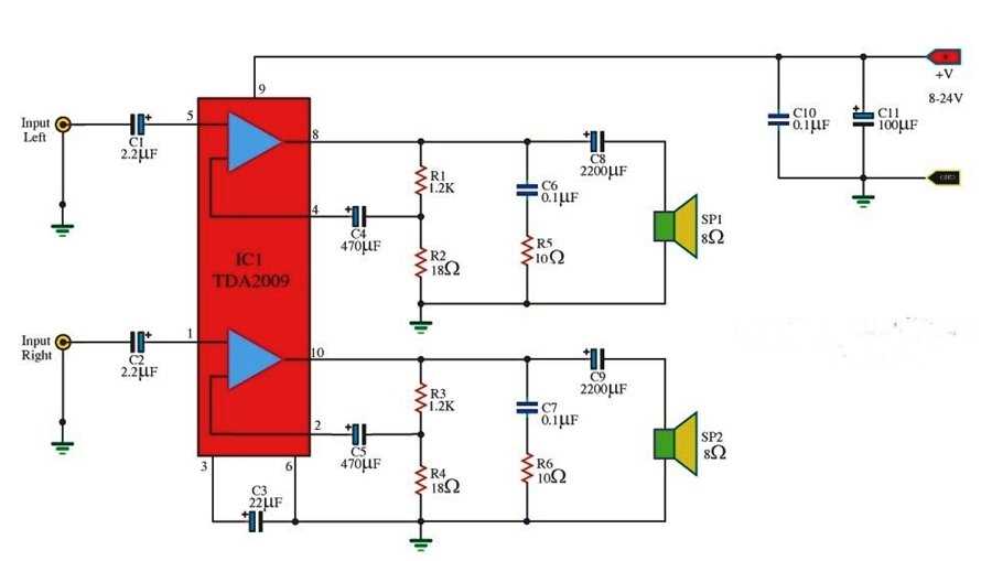 12 volt amplifier circuit diagram
