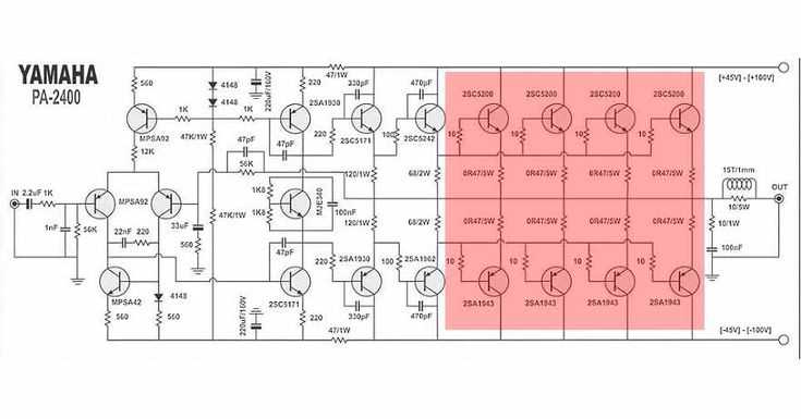 yamaha 2400 power amplifier schematic diagram