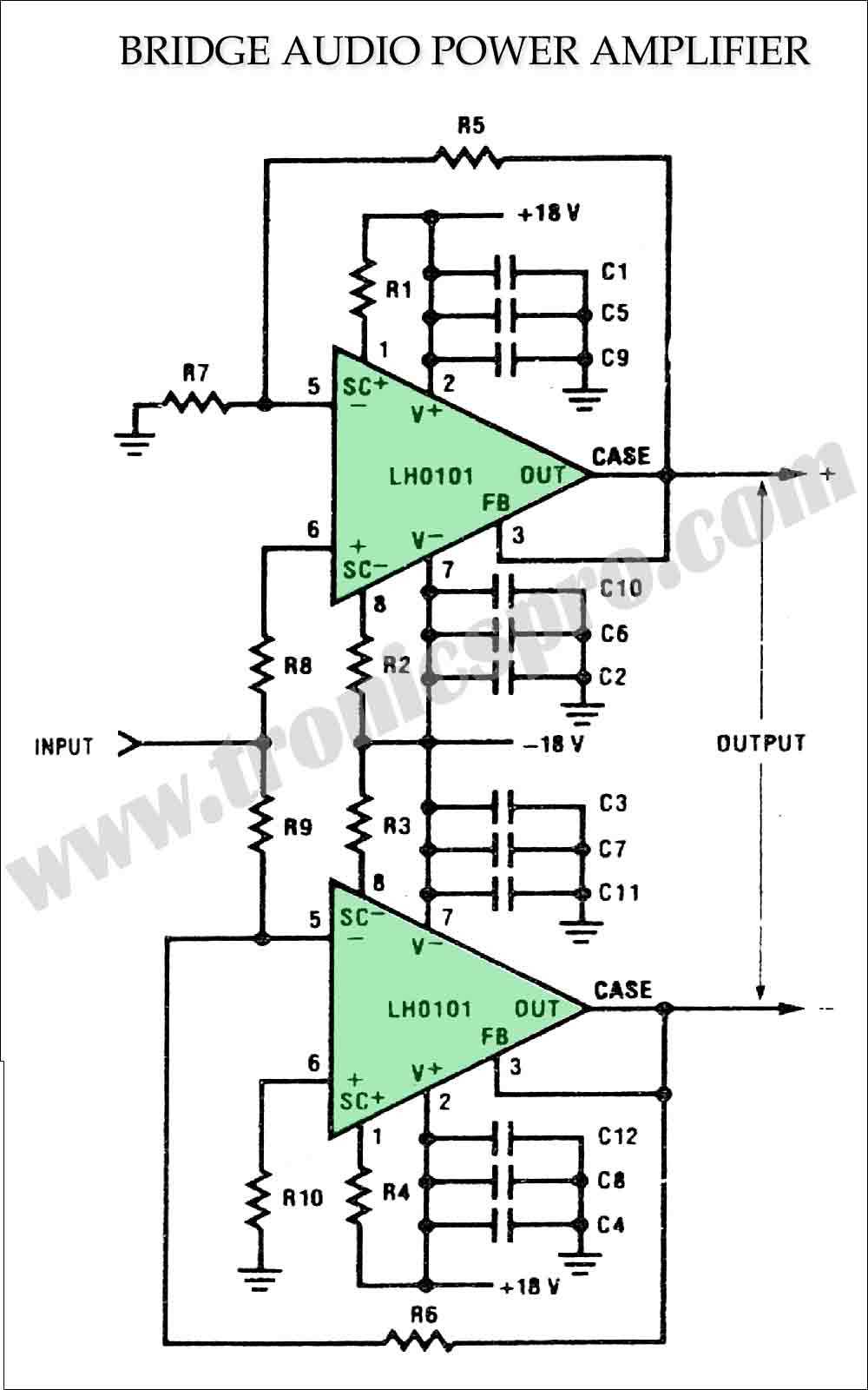 bridge amplifier circuit diagram
