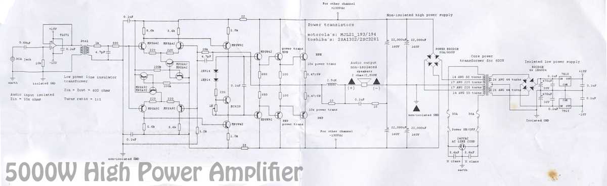 5000w audio amplifier circuit diagram