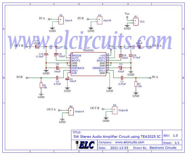 stereo audio amplifier schematic diagram